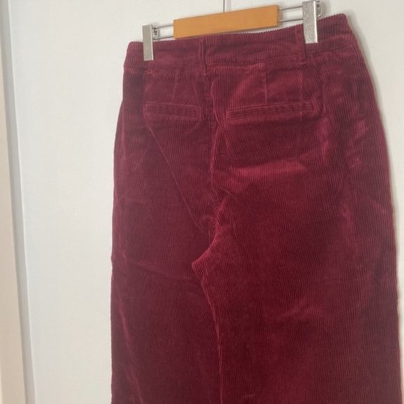Addition Elle Women Red Wine Corduroy Wide Crop Leg Pant Size 10 - Picture 9 of 16
